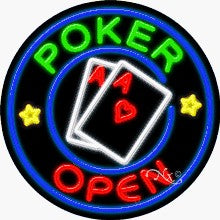 Poker Open Circle Shape Neon Sign
