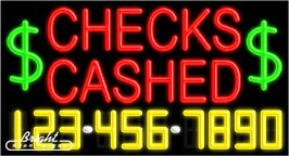 Checks Cashed Neon w/Phone #