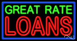Great Rate Loans Business Neon Sign