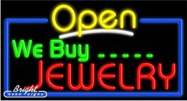 We Buy Jewelry Open Neon Sign