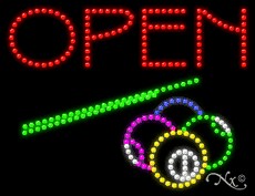 Open with Billiards Logo LED Sign