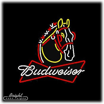 Budweiser Ribbon Clydesdale Neon Beer Sign