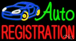 Auto Registration Business Neon Sign
