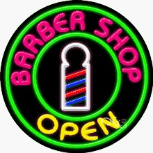 Barber Shop Open Circle Shape Neon Sign