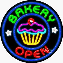 Bakery Open Circle Shape Neon Sign