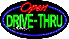 Open Drive-Thru Flashing Neon Sign