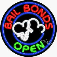 Bail Bonds Circle Shape Neon Sign