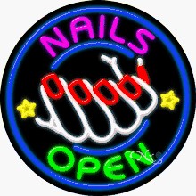 Nails Open Circle Shape Neon Sign