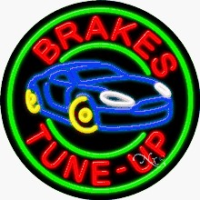 Brakes Tune-Up Circle Shape Neon Sign