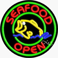 Seafood2 Circle Shape Neon Sign