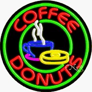 Coffee Donuts Circle Shape Neon Sign