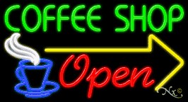 Coffee Shop Open Business Neon Sign