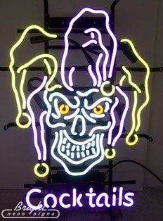 Jester Skull Cocktails Neon Sign