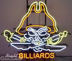 Pirate Skull Billiards Neon Sign