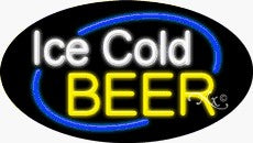 Ice Cold Beer Oval Neon Sign