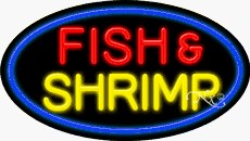 Fish & Shrimp Oval Neon Sign