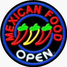 Mexican Food Circle Shape Neon Sign