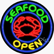 Seafood Circle Shape Neon Sign