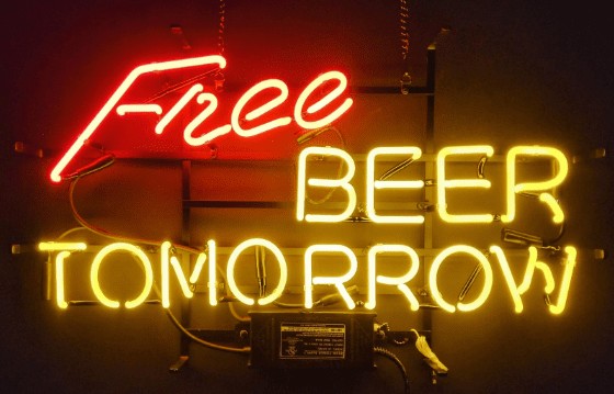 Free Beer Tomorrow Neon Sign