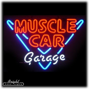 Neon Muscle Car Garage Sign
