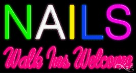 Nails Walk Ins Welcome Neon Sign