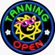 Tanning Open Circle Shape Neon Sign