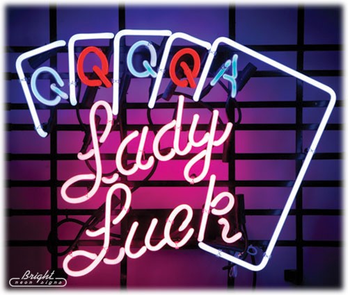 Lady Luck Neon Poker Sign