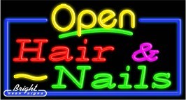 Hair & Nails Open Neon Sign