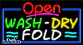 Wash Dry Fold Open Neon Sign
