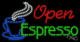 Espresso Open LED Sign