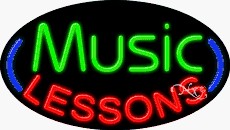 Music Lessons Oval Neon Sign
