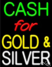 Cash for Gold & Silver Business Neon Sign