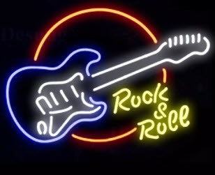 Rock & Roll On Circle Neon Sign