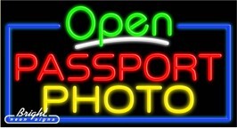 Passport Photo Open Neon Sign