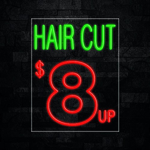 Hair Cut $8 up Flex-Led Sign
