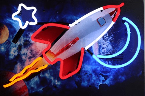 Junior Rocket Outer Space Neon Sign