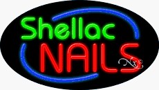 Shellac Nails Oval Neon Sign