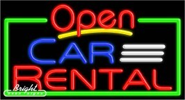 Car Rental Open Neon Sign