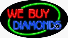 We Buy Diamonds Oval Neon Sign