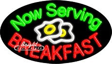 Now Serving Breakfast Neon Sign