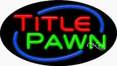 Title Pawn Oval Neon Sign