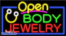 Body Jewelry Open Neon Sign