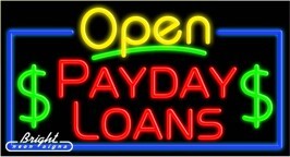 Payday Loans Open Neon Sign
