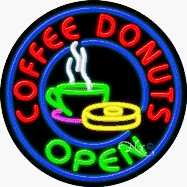 Coffee Donuts2 Circle Shape Neon Sign