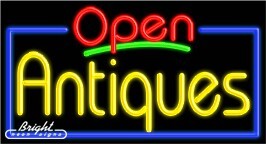 Antiques Open Neon Sign