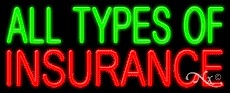All Types of Insurance Business Neon Sign