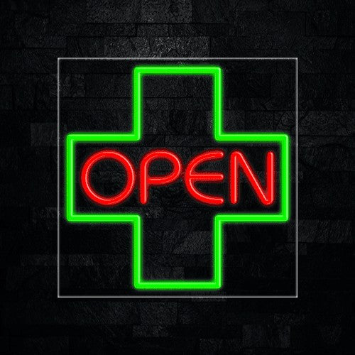 Open with Cross Logo Flex-Led Sign