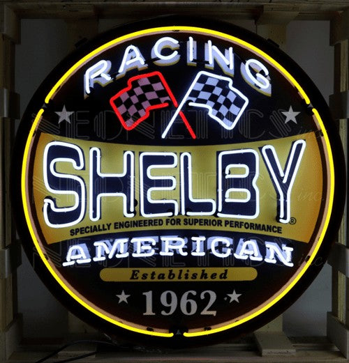 Shelby Racing Round Neon Sign in Steel Can