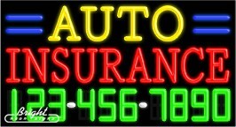 Auto Insurance Neon w/Phone #