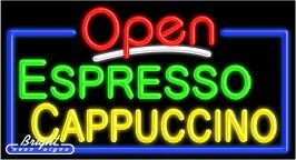 Espresso Cappuccino Open Neon Sign